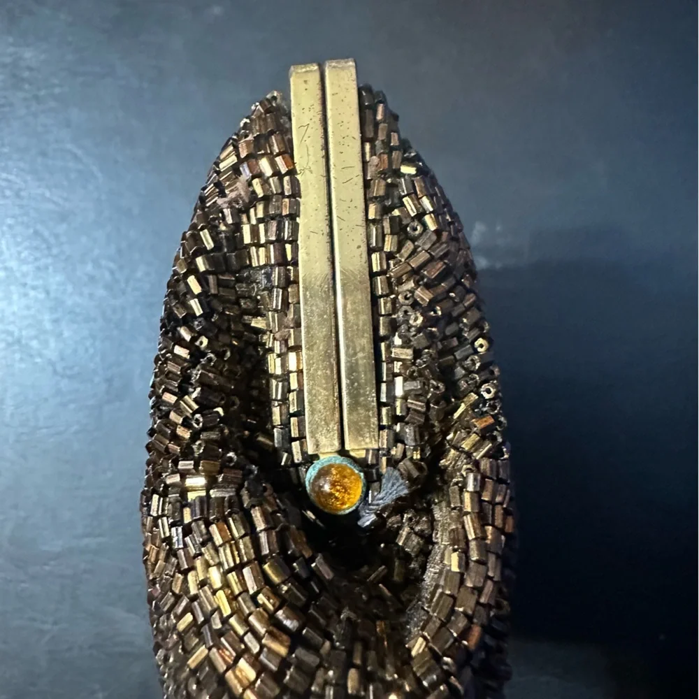 VTG Bags by Josef Collectors Brown HandBeaded Clutch